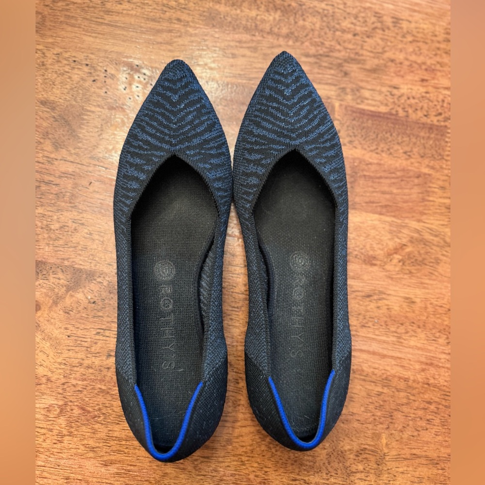 Rothy's the Point- Night Metallic/ Blue Zebra Print